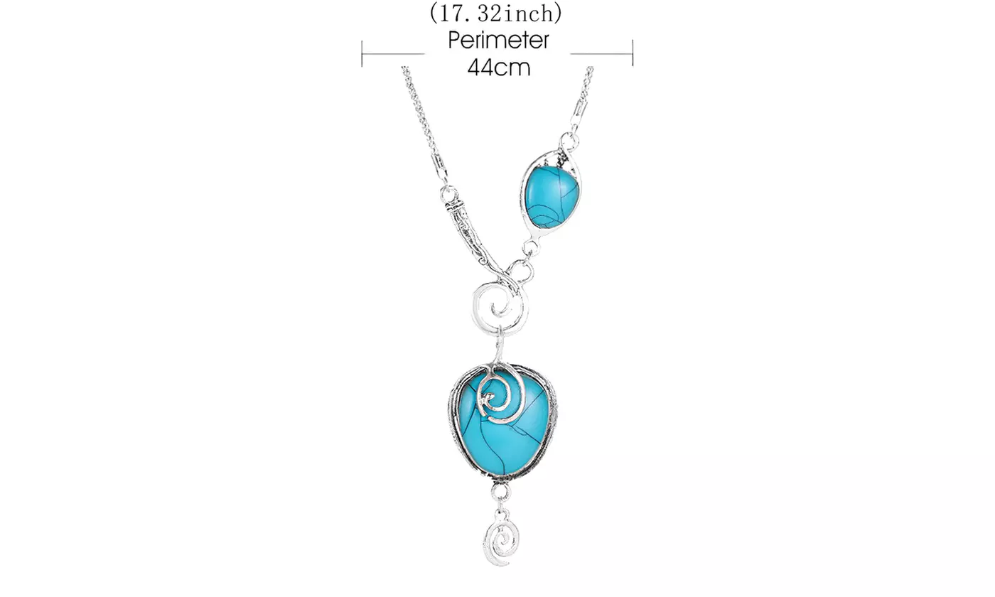 Genuine Turquoise Pendant Necklace for Women Silver Vintage Personalized Jewelry