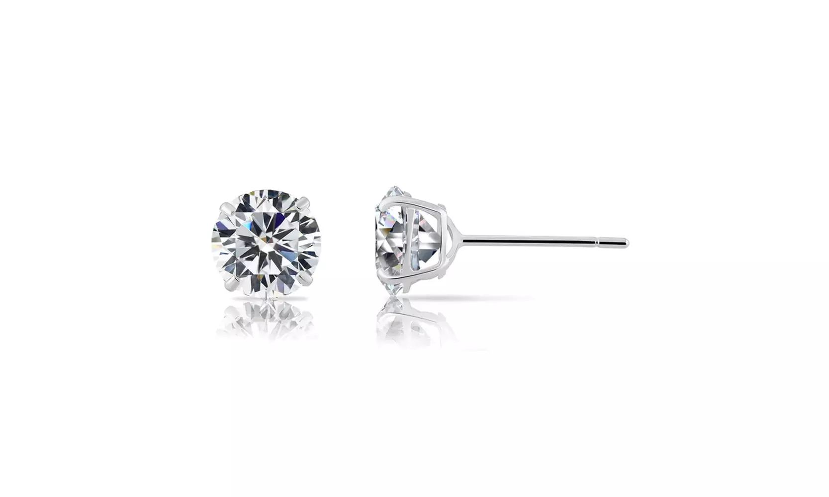 Paris jewelry 14k White Gold CZ Studs Earrings