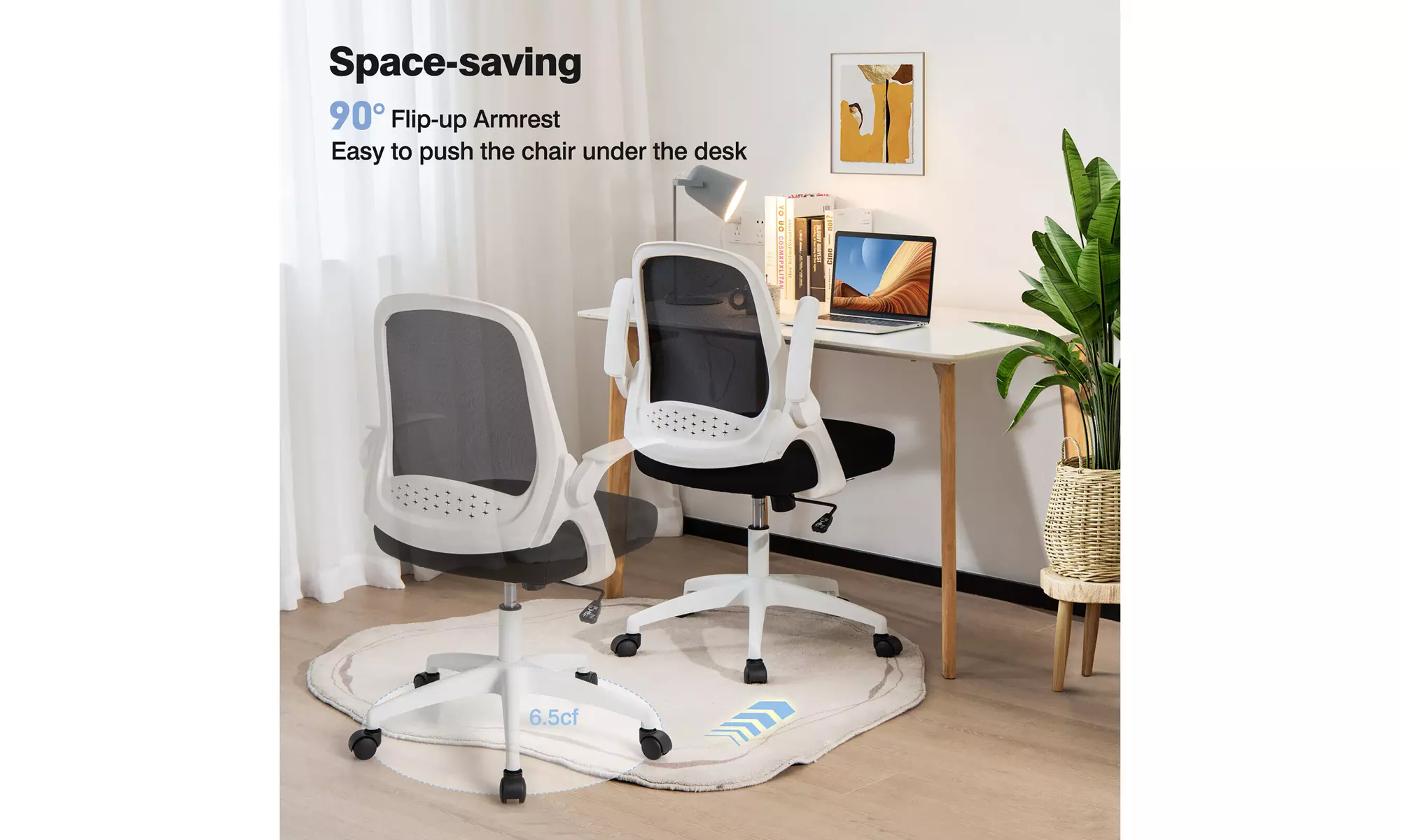Costway Mesh Office Chair Adjustable Rolling Computer Desk Chair Flip-up Armrest