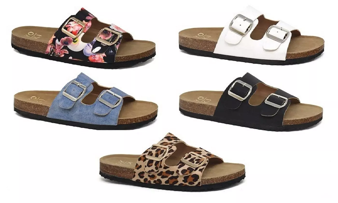 YOKI Women's Double Buckle Flat Slide Sandal style GIAN-91  - Primary Image