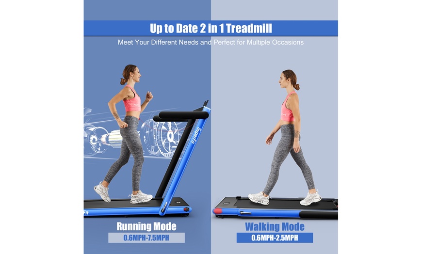 Image 14: Superfit 2.25HP 2 in 1 Folding Treadmill Speaker Home Gym