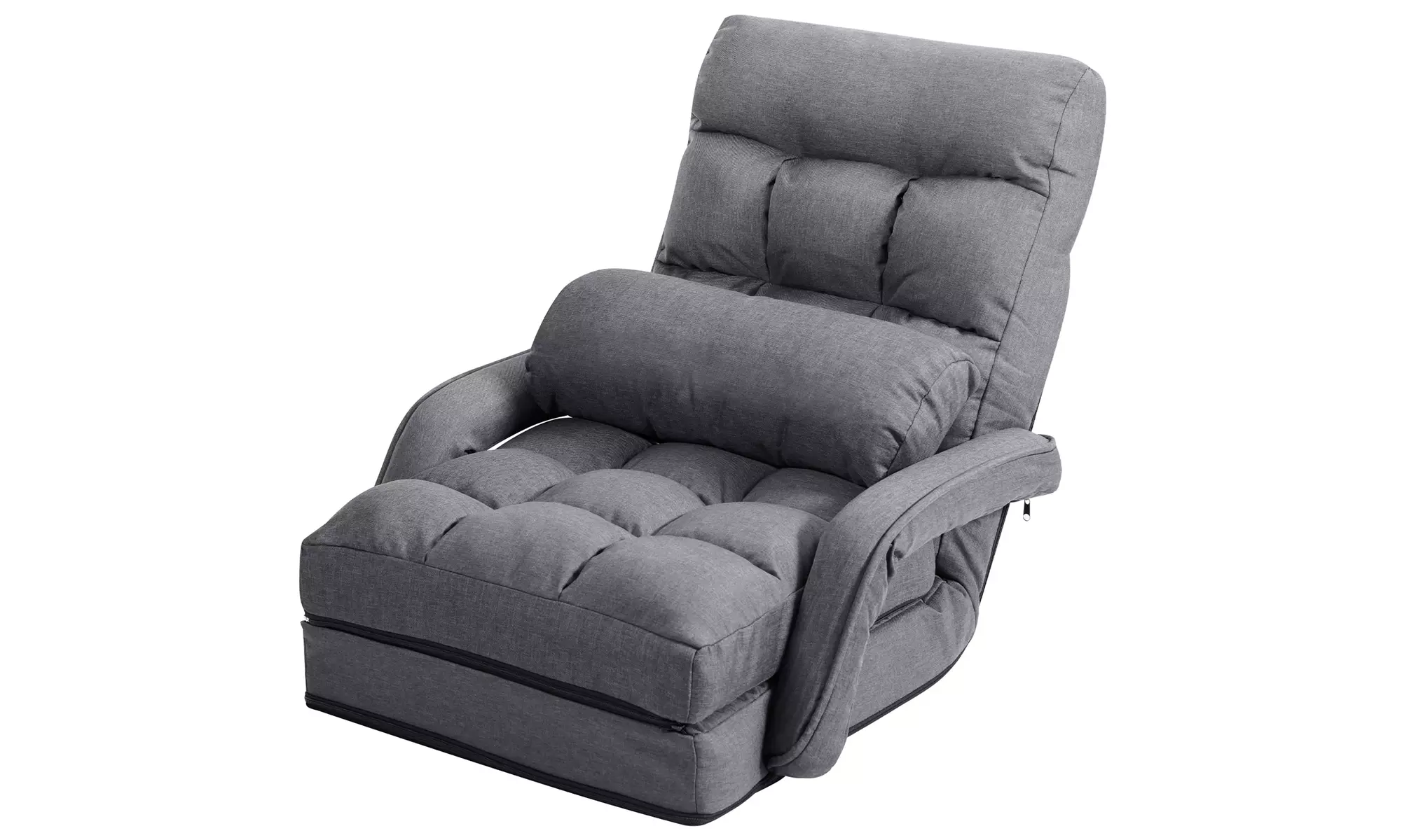Foldable Floor Sofa Lounger with Armrests, Pillow and Massage Function