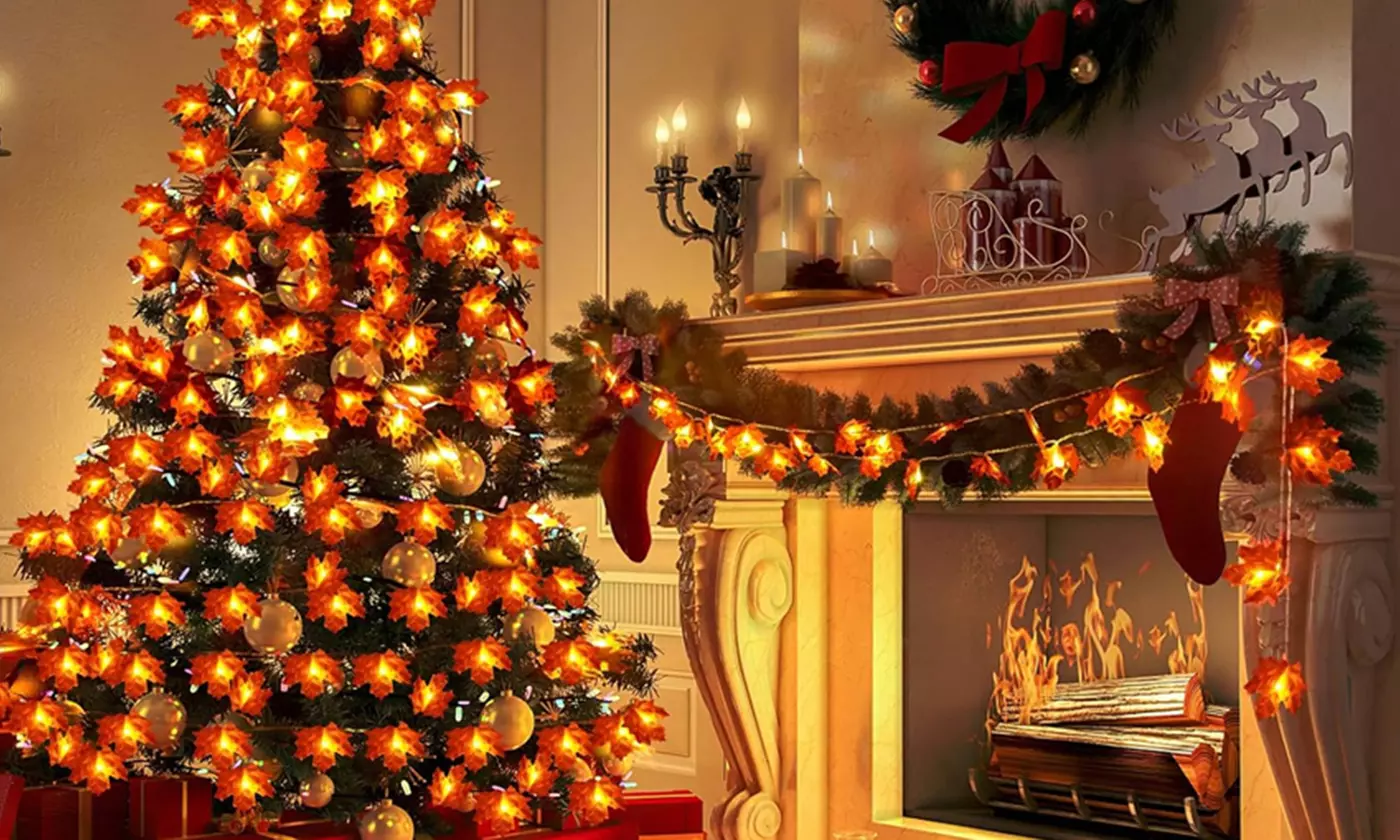 ItBelongs2U Fall Maple Leaf Style String Lights for Halloween Christmas Party 