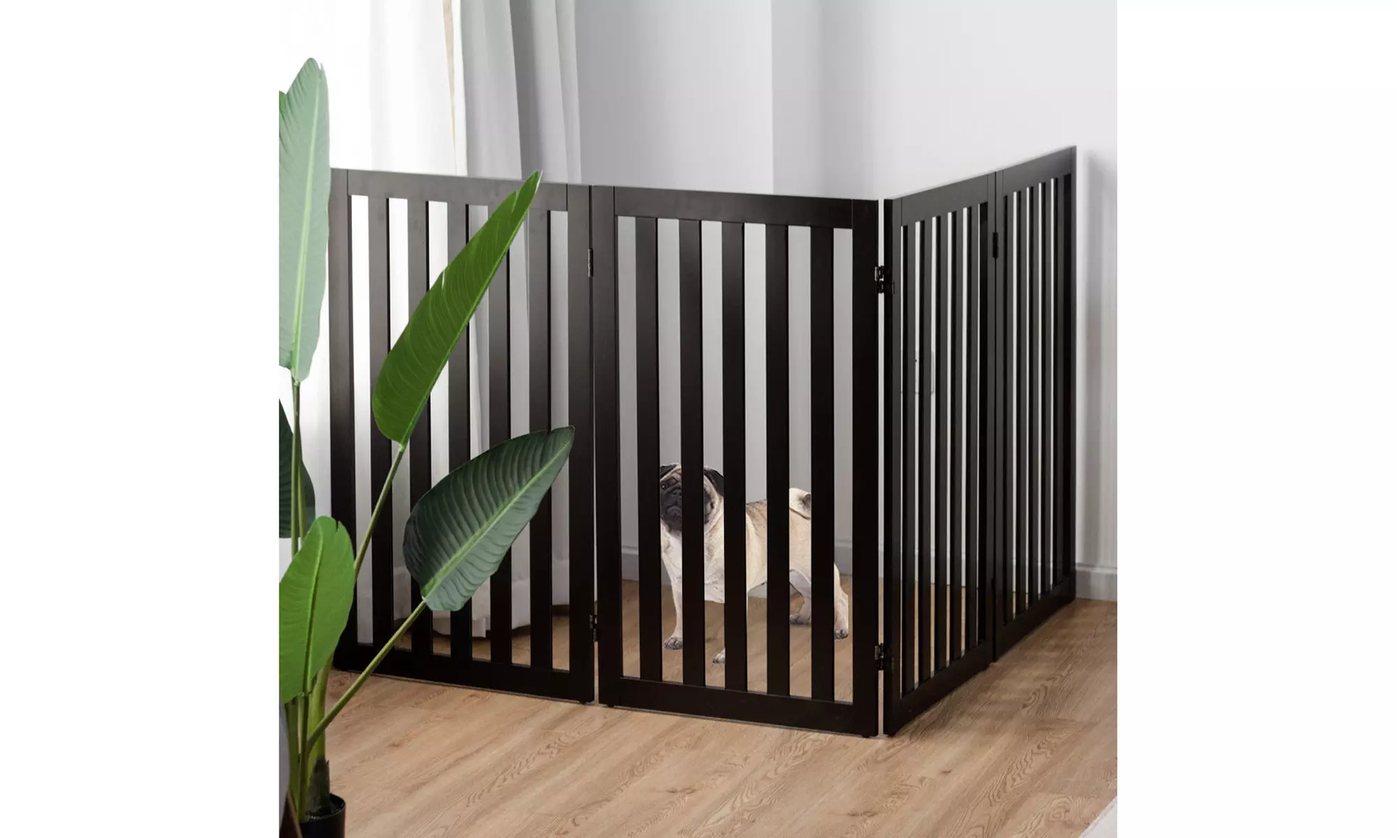 35'' Configurable Folding Free Standing 4 Panel Wood Pet Dog Safety Fence - Primary Image