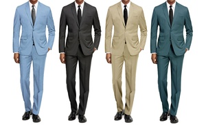 Men's 2pc Slim Fit Fashion Suits (Baby Blue, Charcoal, Sea Green, Tan)