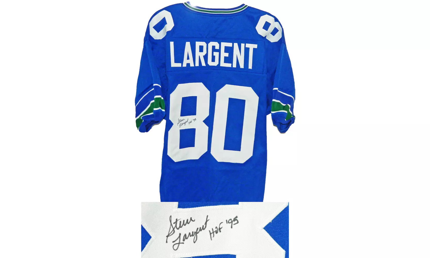 Steve Largent Signed Blue Custom Jersey w/HOF'95 - Primary Image