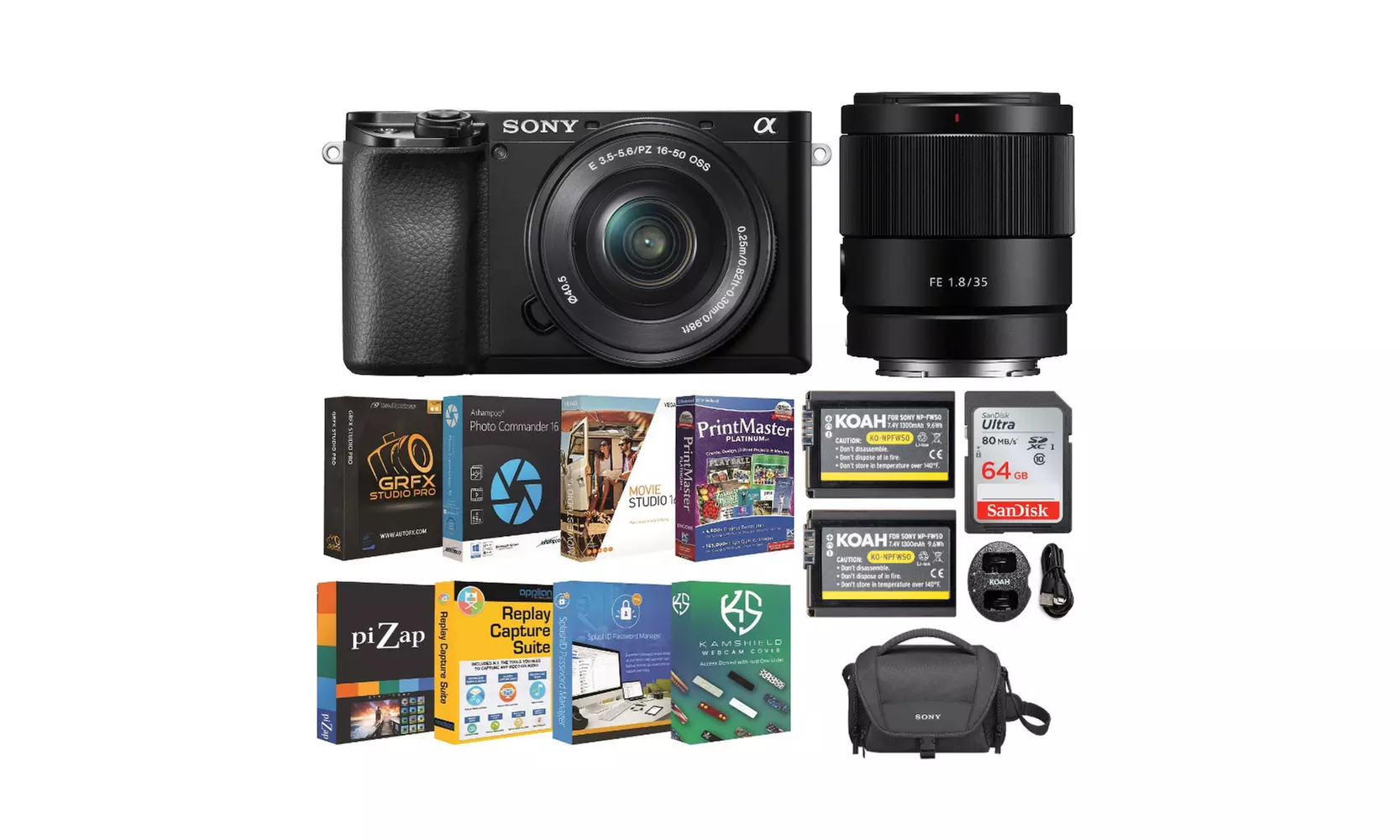 Sony Alpha a6100 APS-C Mirrorless Digital Camera with 16-50mm & 35mm Lens Bundle - Primary Image