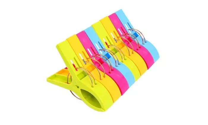 Colorful Beach Towel Clips for Beach Chair - 8 Pack - Primary Image
