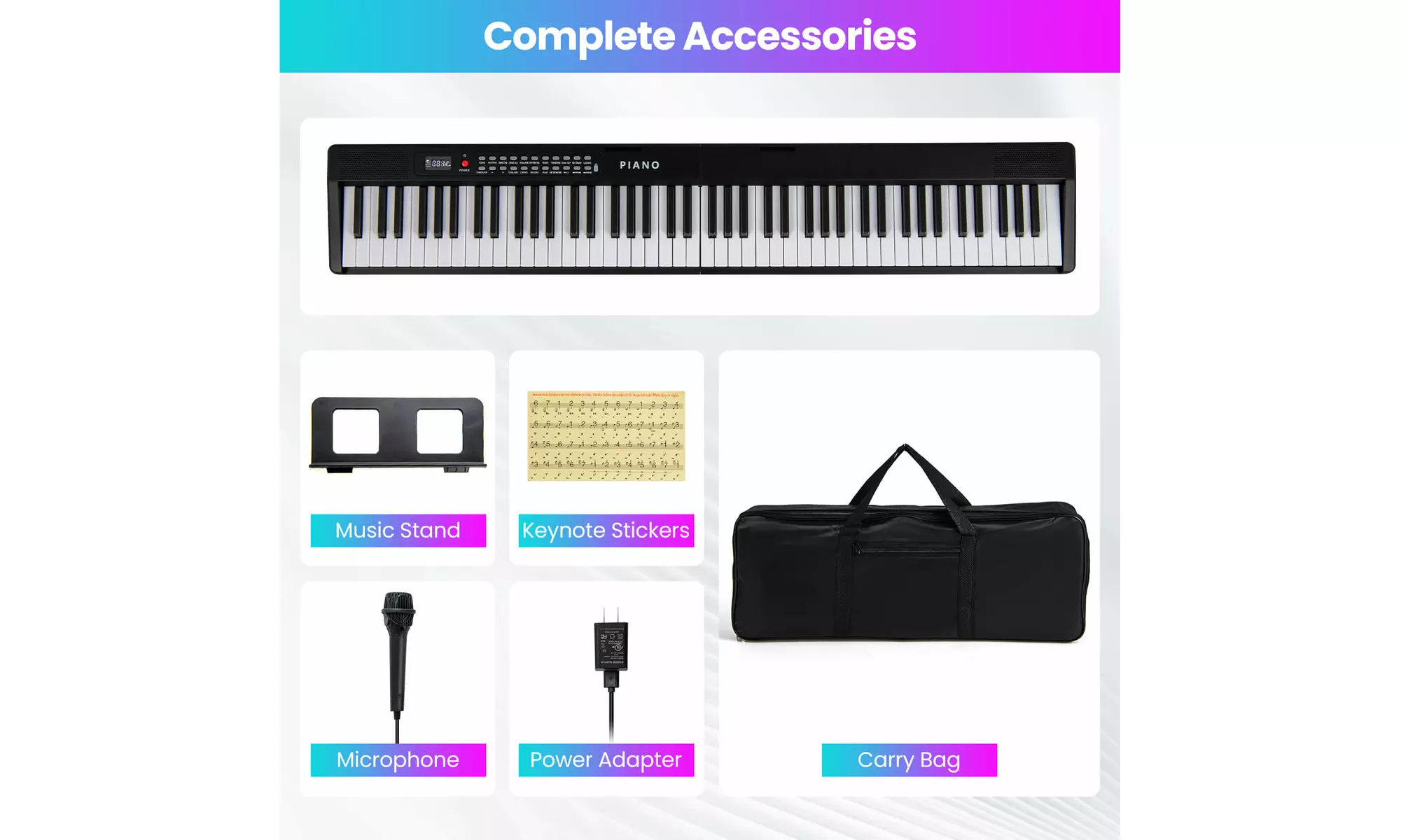 Costway 88 Key Folding Piano Keyboard with Wireless MIDI Dual Speakers