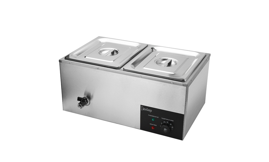 600W Electric Commercial Food Warmer 2-Pan Stainless Steel Food Warmer ...