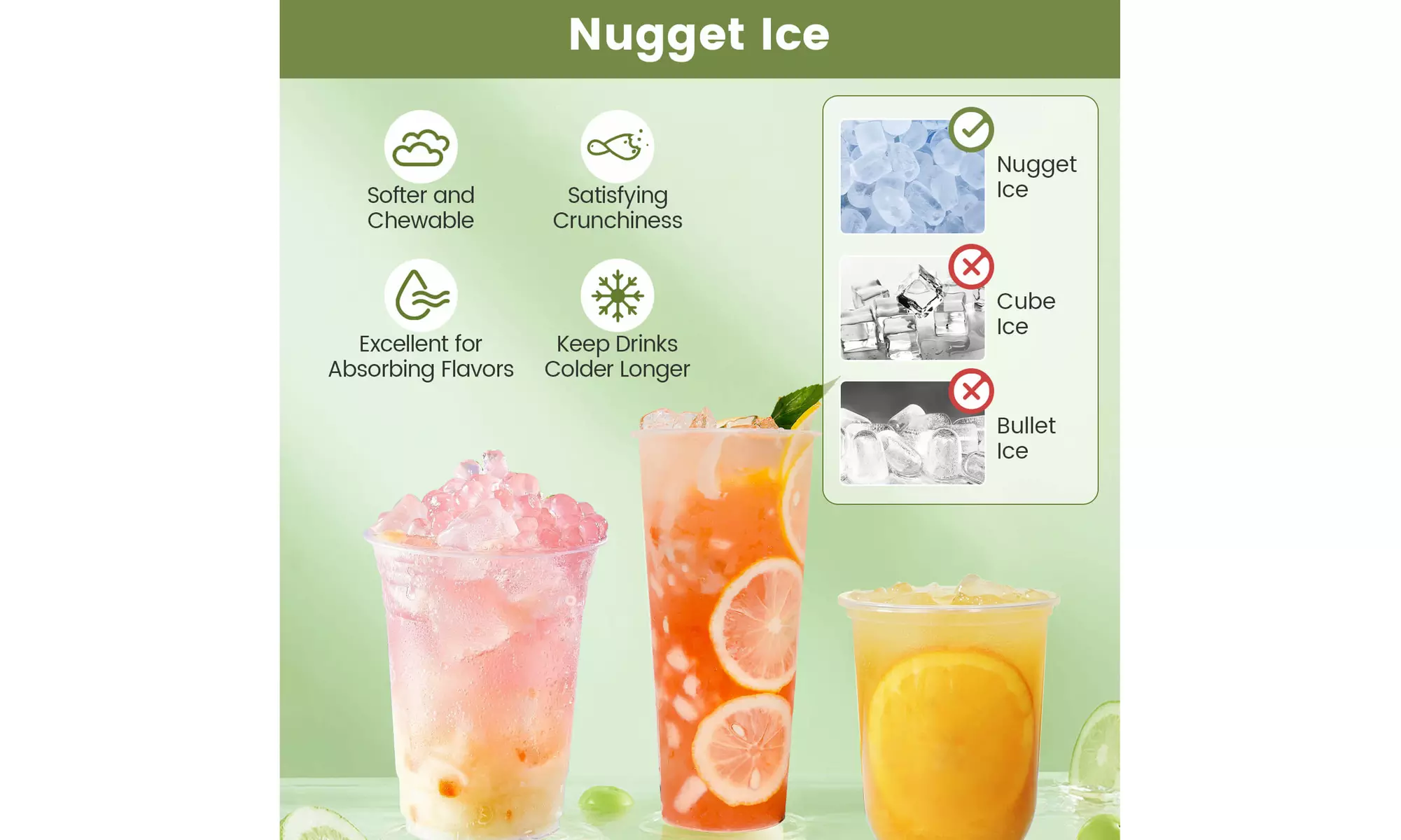 Costway 56 lbs/24 H Pebble Chewable Countertop Nugget Ice Maker