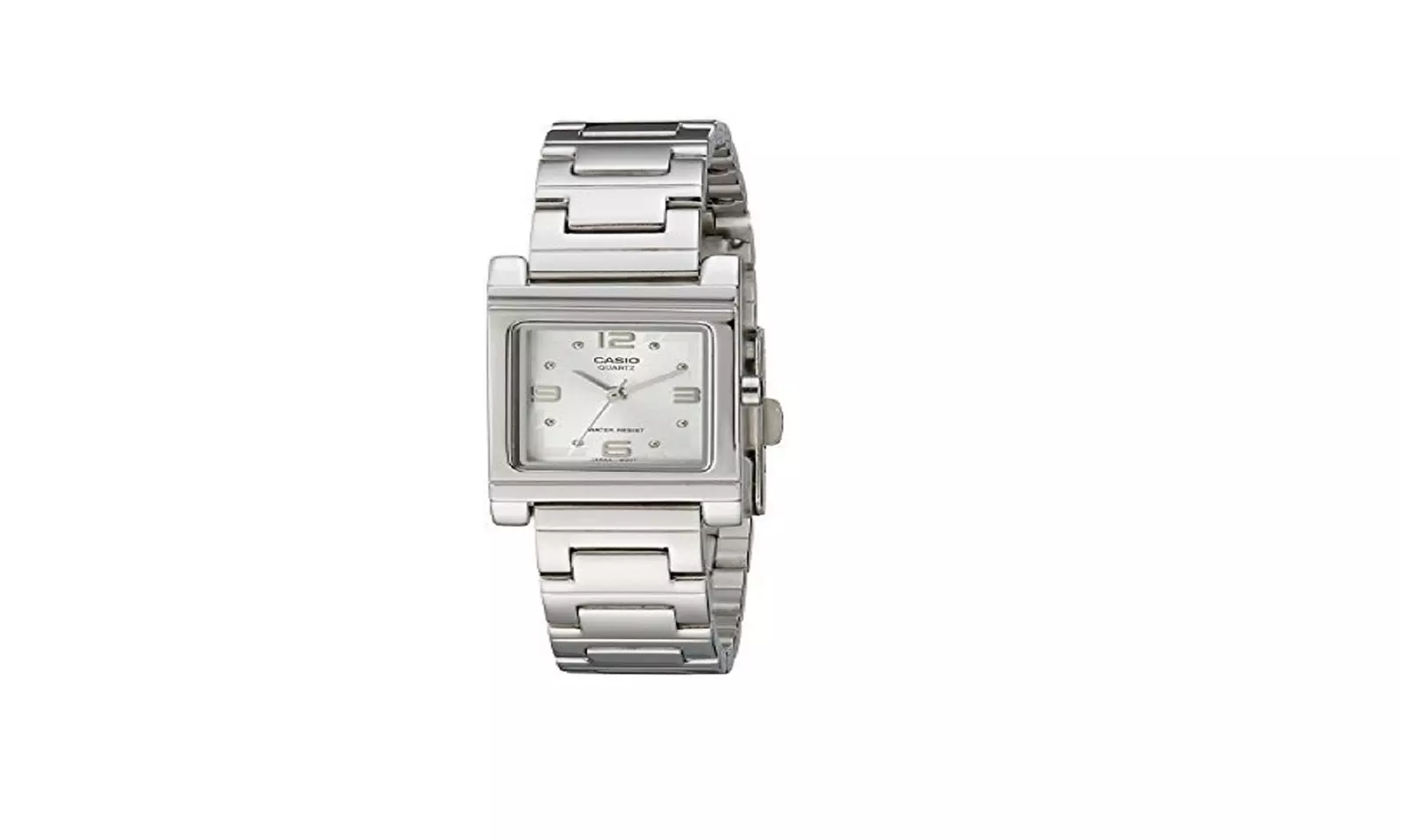 Casio LTP1237D-7A Womens Square Silver-Tone Shell White Dial Watch - Primary Image