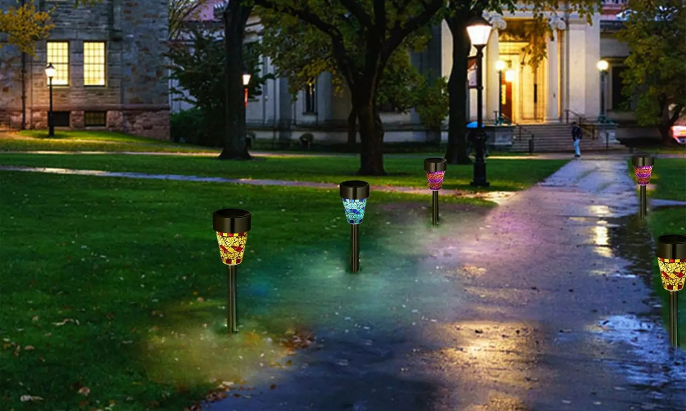 SolarEK LED Garden Mosaic Glass Pathway Solar Lights (6 or 12-Pack)