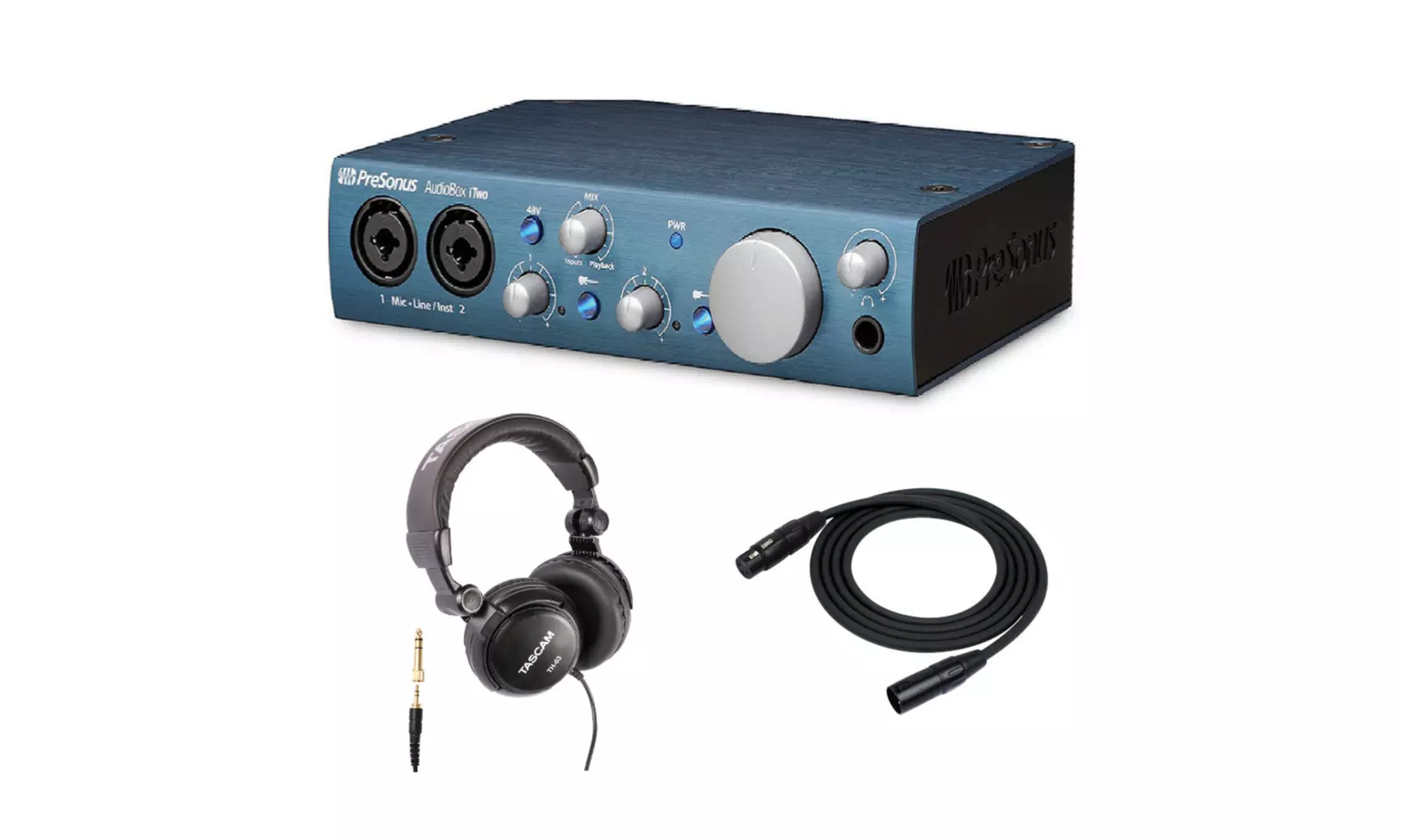 Presonus AudioBox iTwo USB 2.0 Recording Interface with Headphones and XLR Cable - Primary Image
