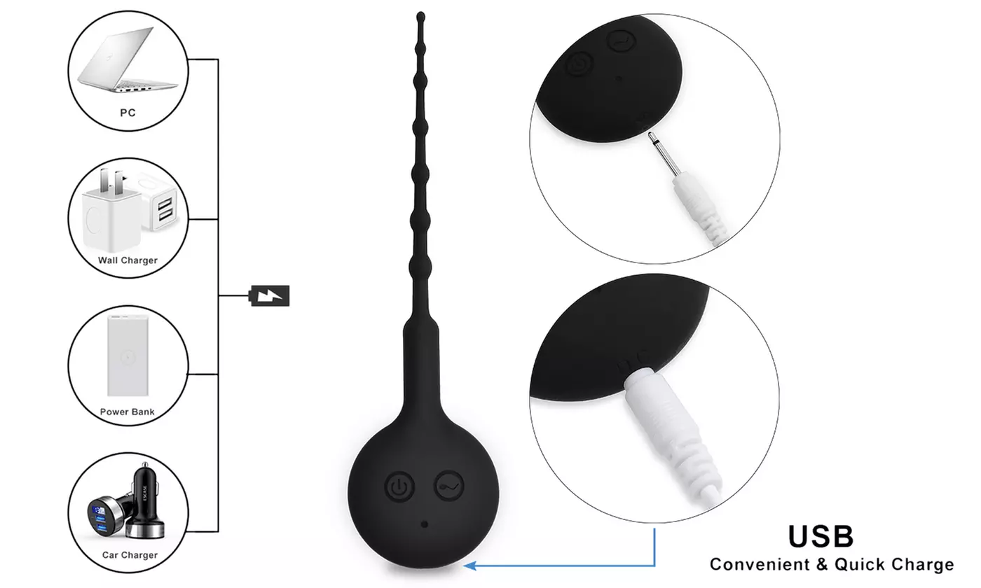 Silicone Beaded G-spot Plug Long Stretcher Dilator Plug Vibrator