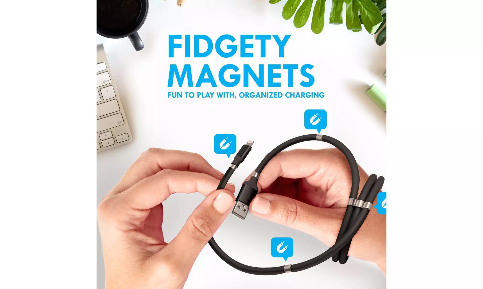 Aduro Fidget Cable Magnetic Self Winding MFI Lightning USB Cables