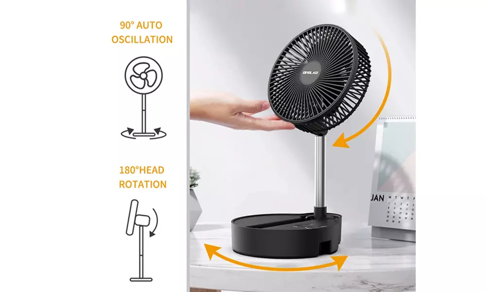 8-Inch Rechargeable Portable Foldable Fan Is Compact And Elegant - Primary Image