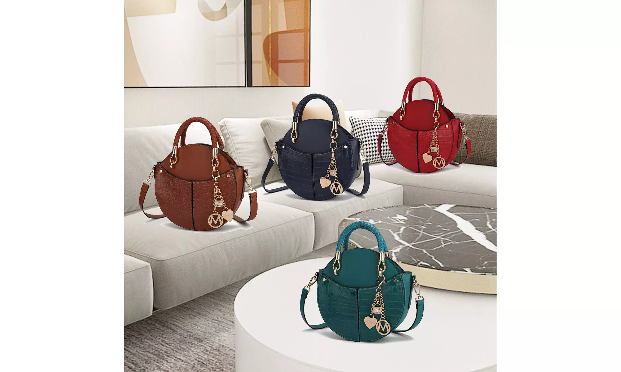 MKF Collection Nobella Croco and Solid Vegan Leather Women's Crossbody by Mia k - Primary Image