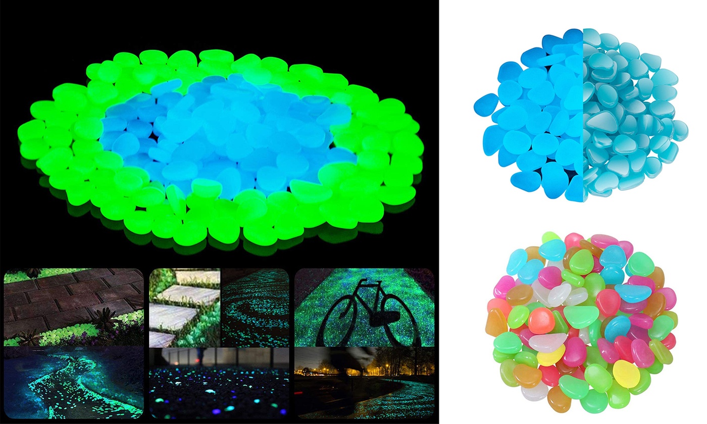 100 or 200 Pcs Glow Pebbles Stones Rocks Glow in the Dark Luminous High Bright