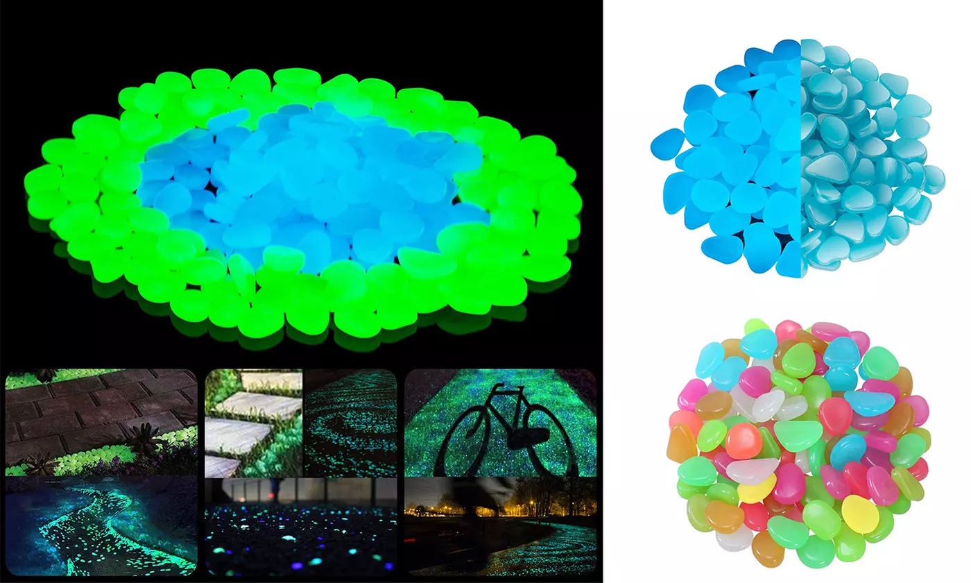 100 or 200 Pcs Glow Pebbles Stones Rocks Glow in the Dark Luminous High Bright
