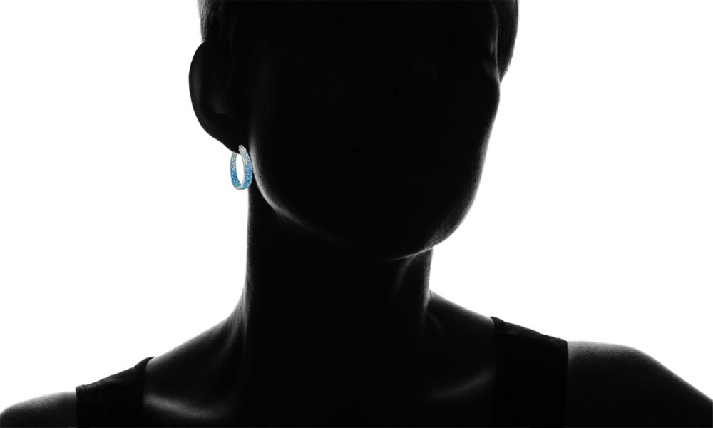 Crystal Hoop Earring 2.00 CT Studs and Giftbox Made With Crystals From Swarovski