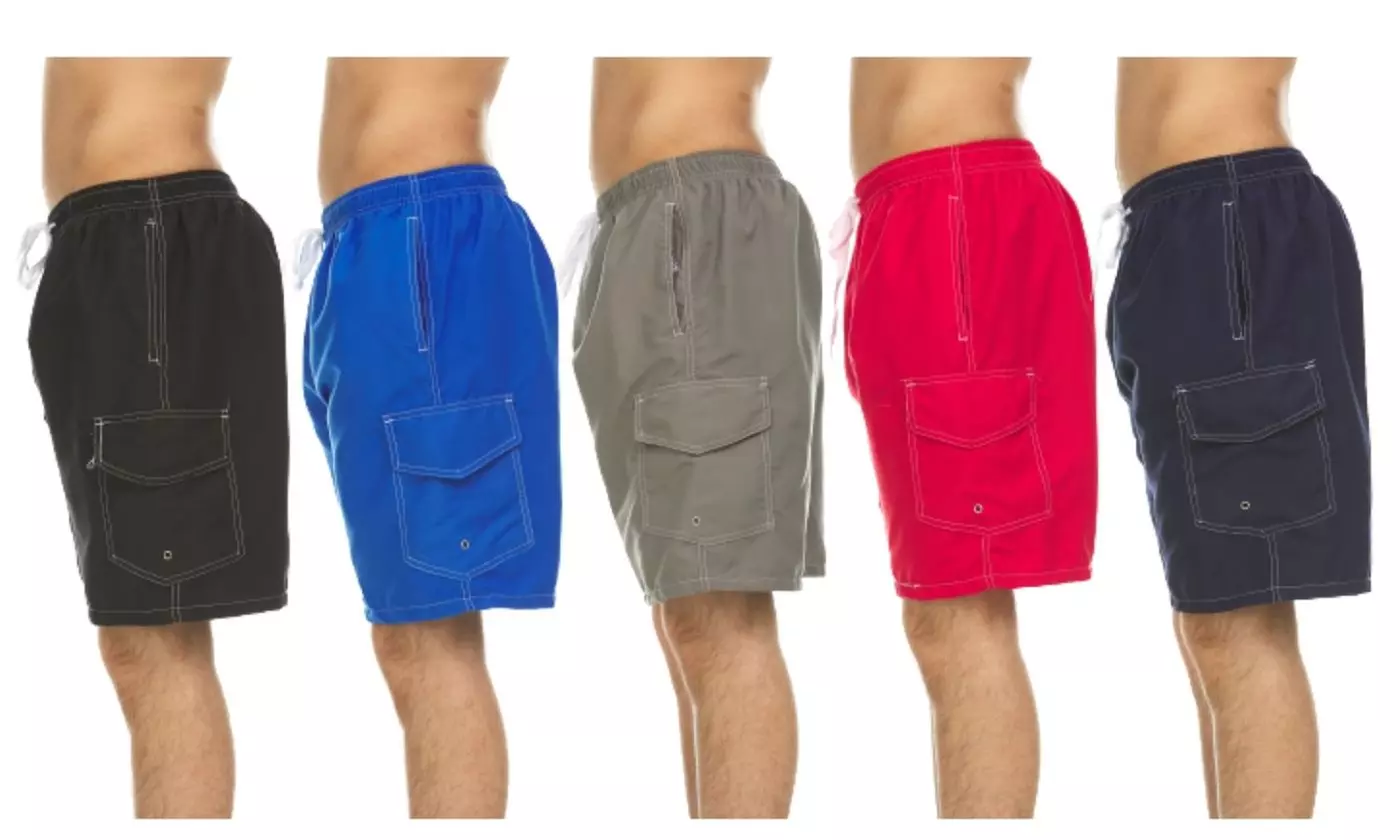 Men's Solid Quick Dry Swim Trunks With Cargo Pocket - Primary Image