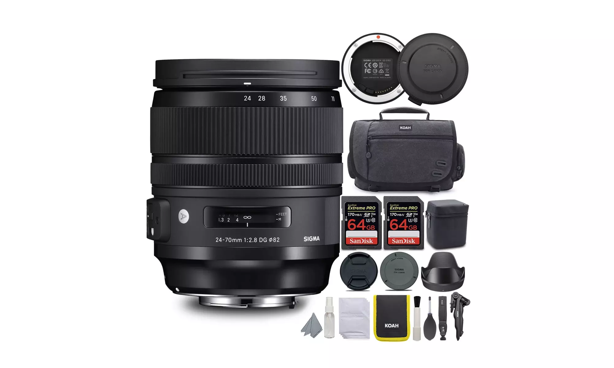 Sigma 24-70mm f/2.8 DG OS HSM ART Canon EF Lens w/ USB Dock Advanced Travel Kit - Primary Image