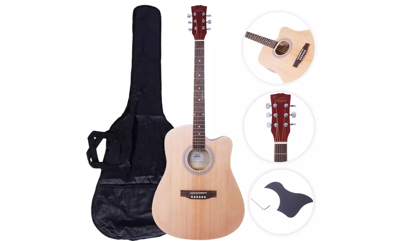 Glarry GT502 41" Practice Beginner Spruce Folk Acoustic Guitar Wood Color - Primary Image