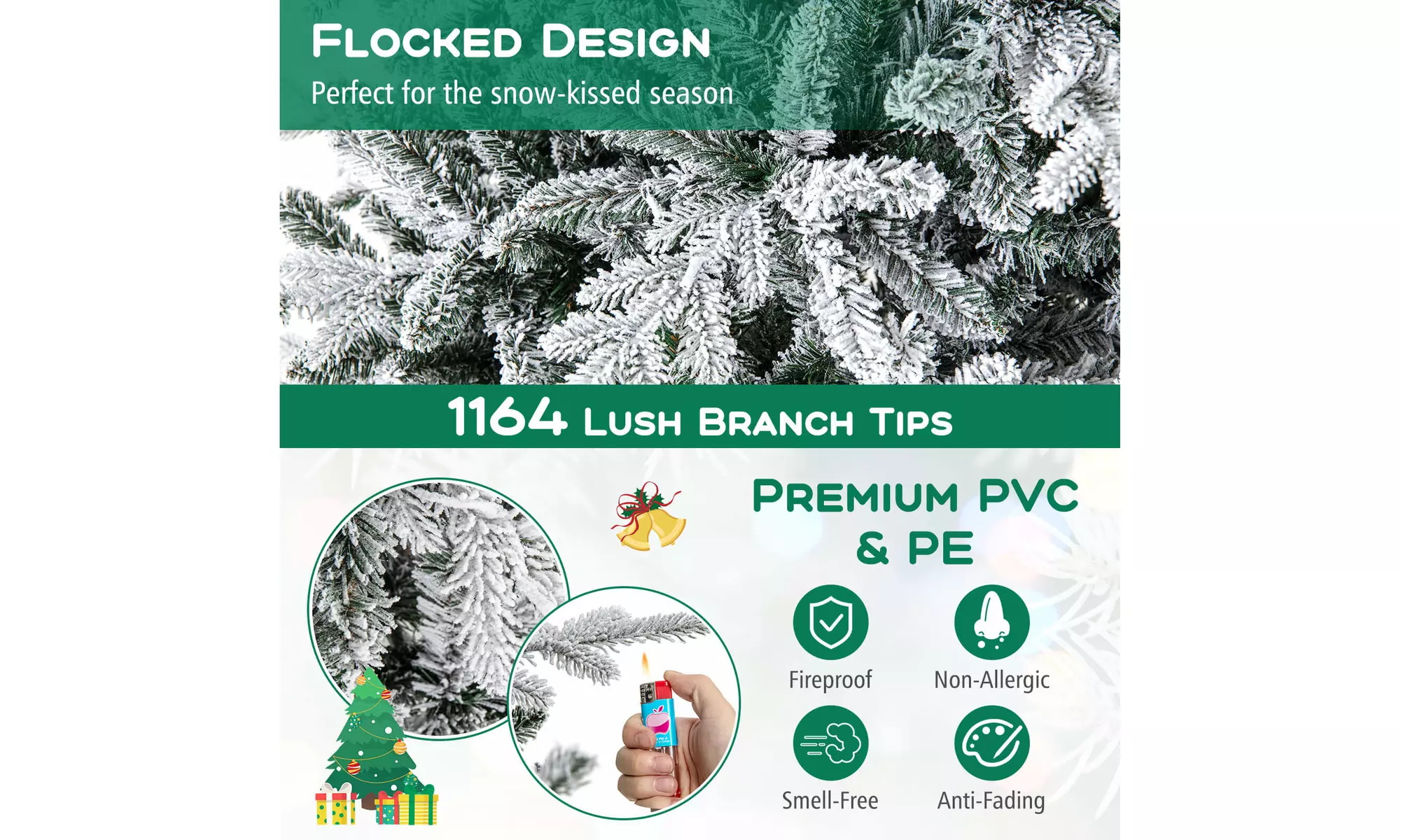 Costway 4.5/6/7 FT Christmas Tree with 8 Lighting Modes Multi-Color LED Lights