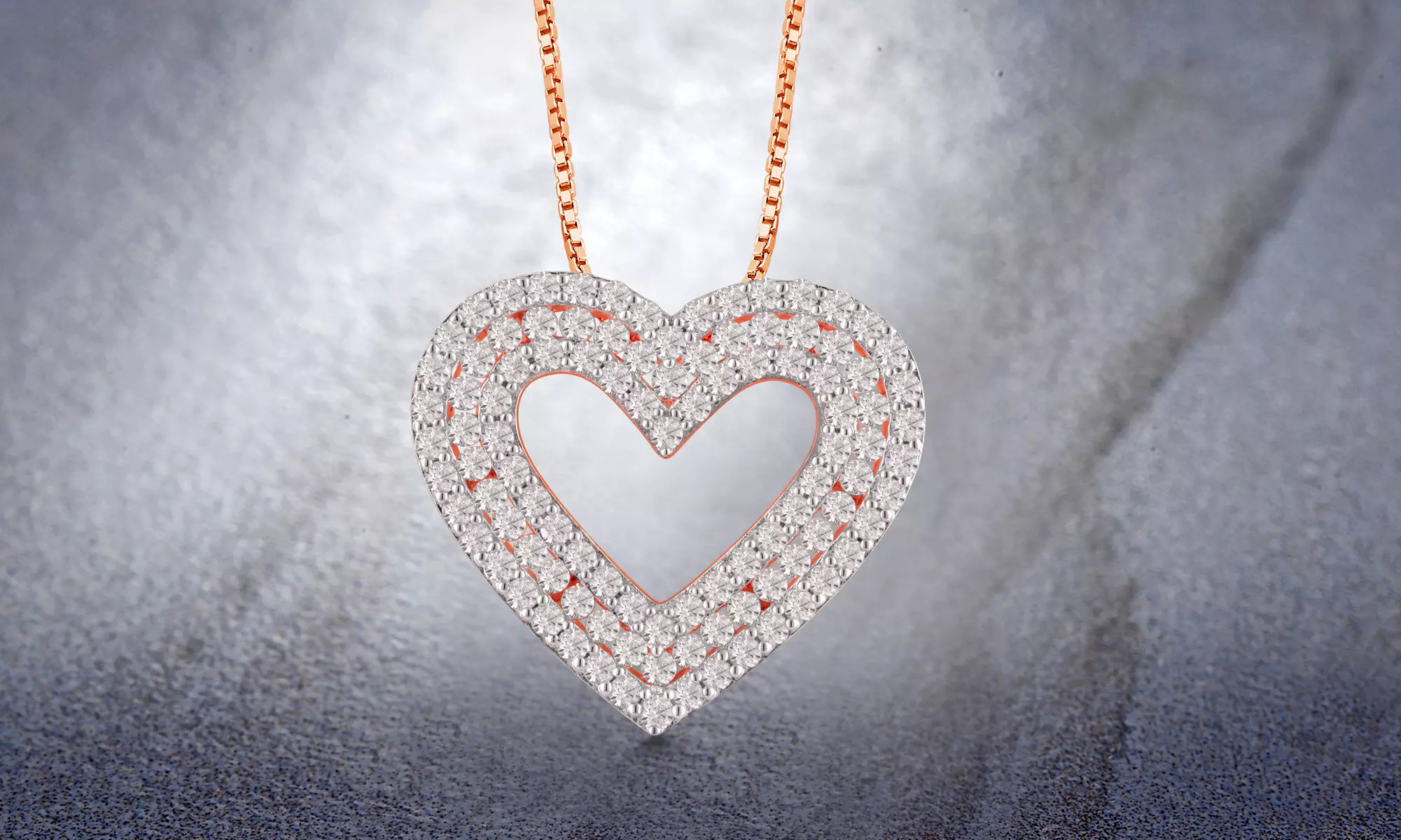 1 CTTW Diamond Triple Row Heart Pendant in Sterling Silver By DiamondMuse - Primary Image