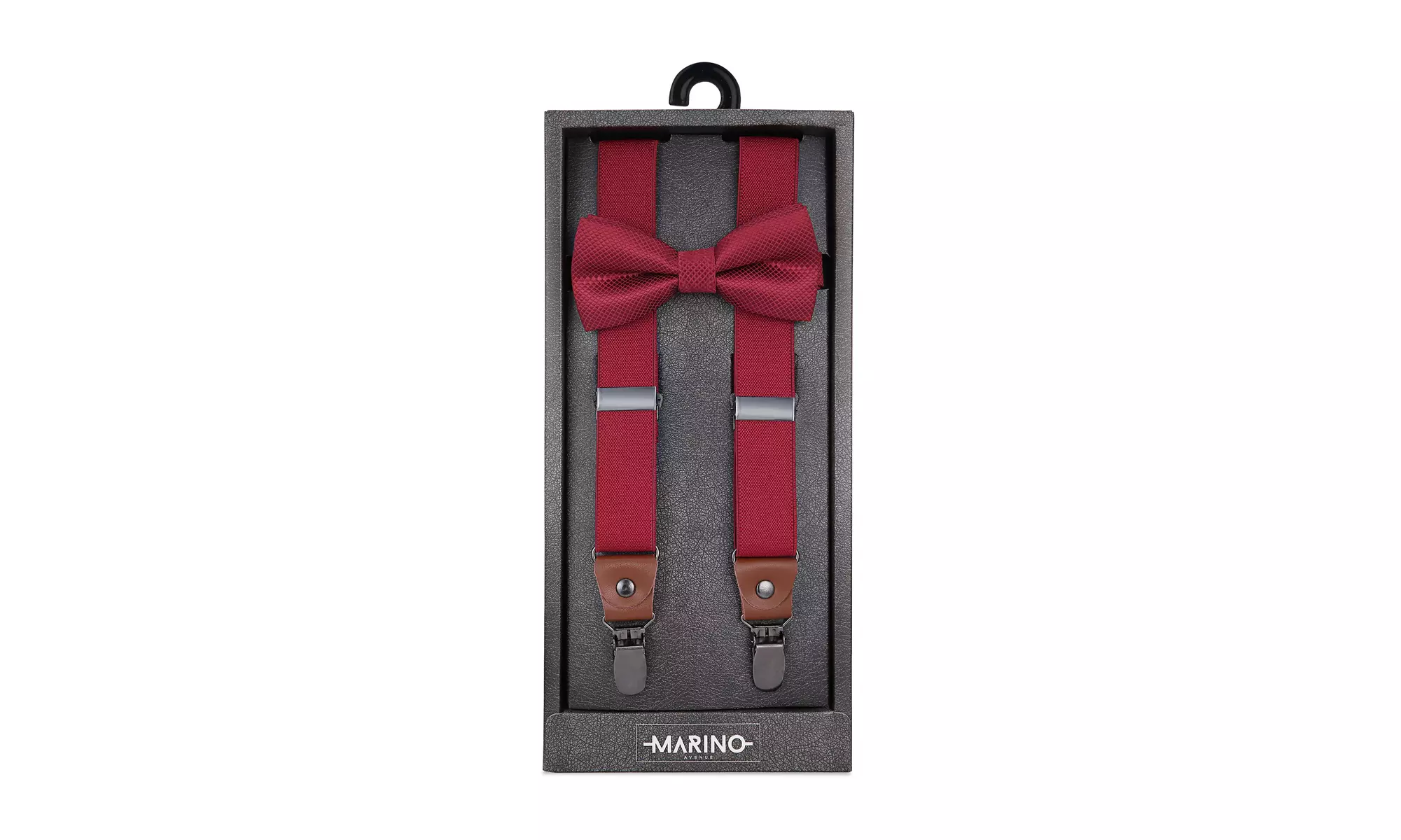 Men's Textured Strap 1" Wide Suspender Bow Tie