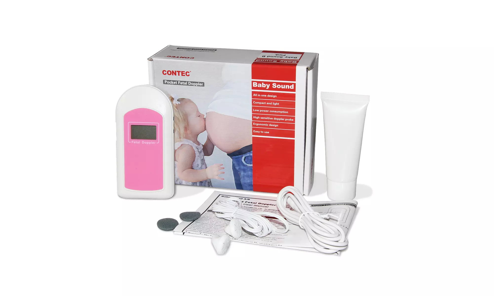 LCD Screen Baby heart Beat,Prenatal Pocket Fetal Heart Rate doppler Minitor,gel - Primary Image