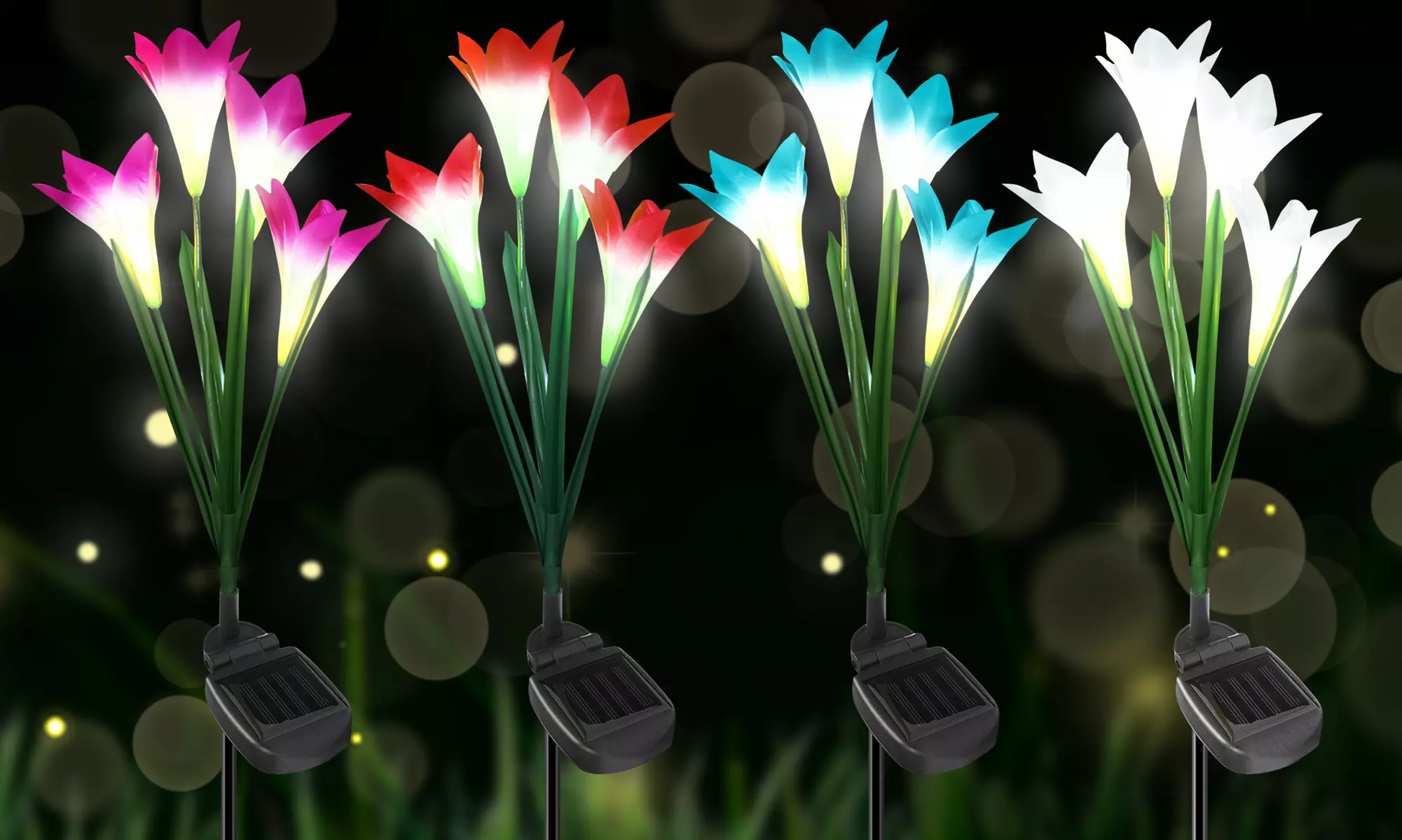 LED Solar Lily Outdoor Decorative Lawn Lights with Changeable Colors - 2 pack