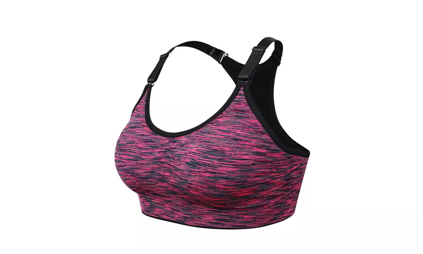 1-3 Pack Women Racerback Sports Bras Space Dye Seamless Stretchy Removable Pads