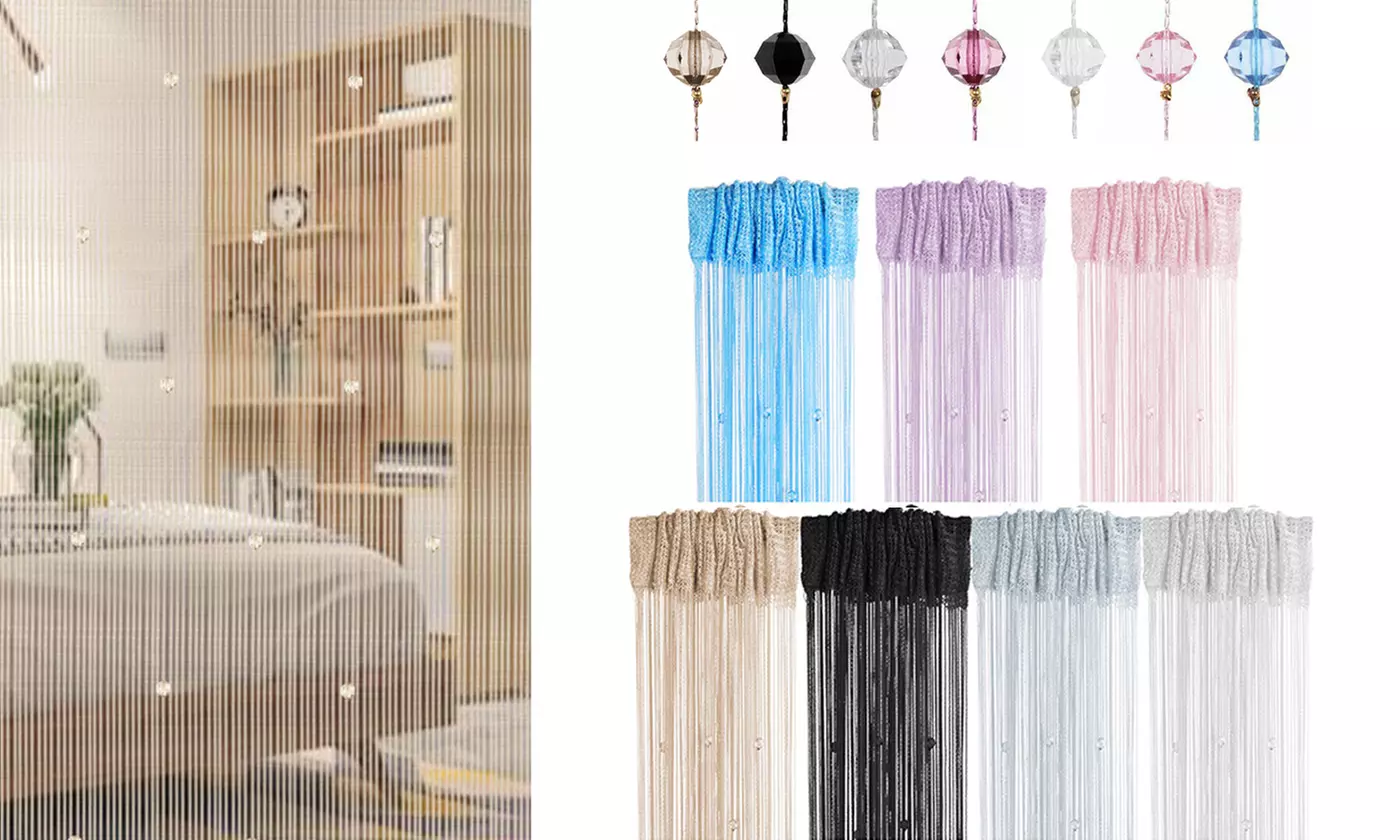 6.5ft Luxury Crystal Beads Curtains window String Tasse Crystal Fringe Beaded - Primary Image