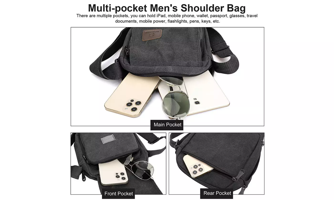 Mens Vintage Canvas Crossbody Bag School Satchel Messenger Shoulder Bag