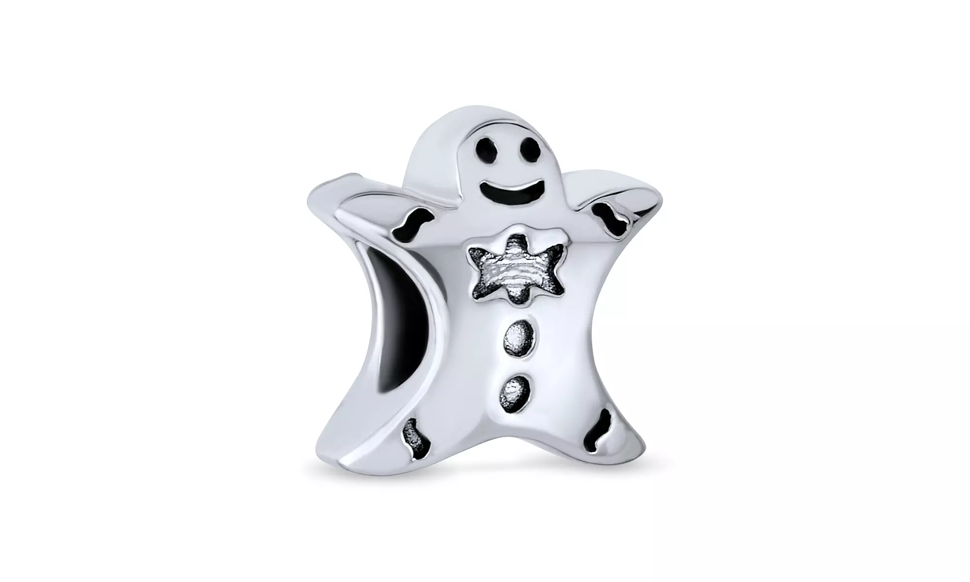 Holiday Christmas Gingerbread Man Cookie Charm Bead Sterling Silver - Primary Image