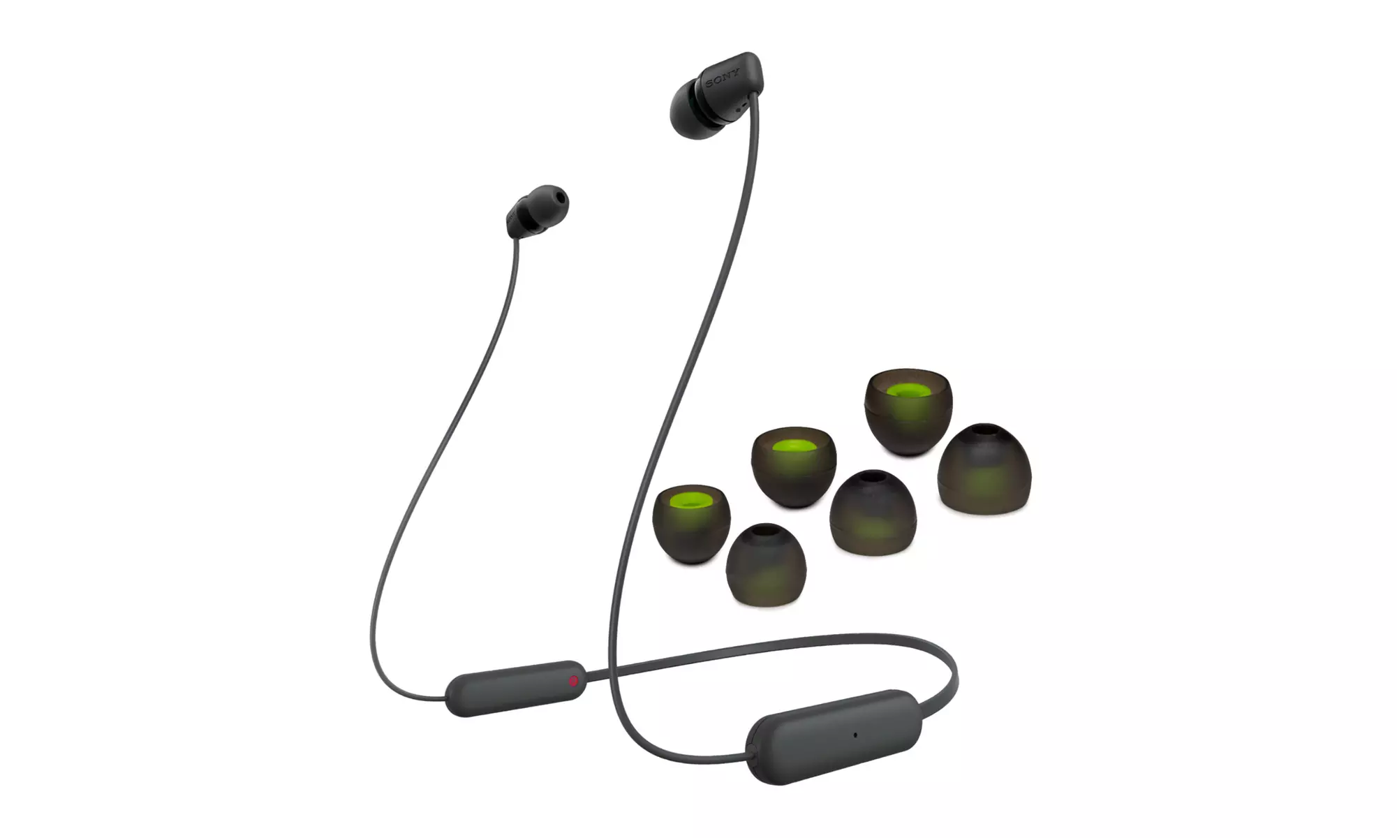 Sony WI-C100 Wireless In-Ear Headphones (Black) with Earbud Replacement Tips - Primary Image