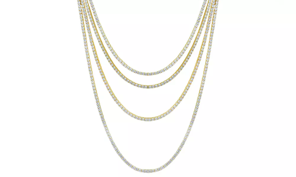 14K Gold Plated Cubic Zirconia Tennis Necklace by Elements of Love  - Second Medium