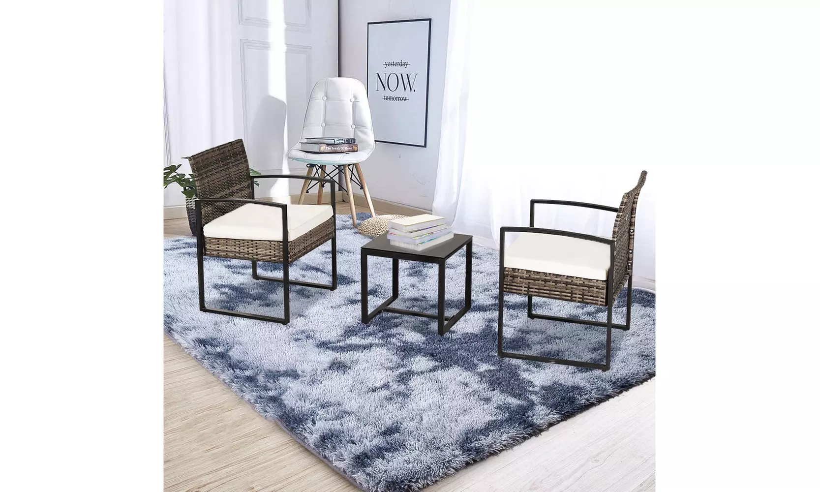 3-piece Outdoor Balcony Terrace Rattan Chairs Mini Leisure Set - Primary Image