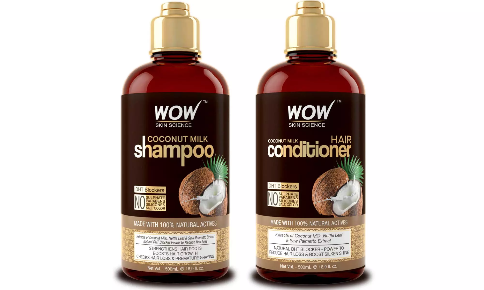 WOW Skin Science Coconut Milk Shampoo and Conditioner Set (2x 500ml/bottle) - Primary Image