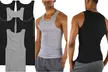 ToBeInStyle Men's Multi-Pack Of Slim Fit Shallow Scoop Neck Sleeveless A-Shirts - Second Medium