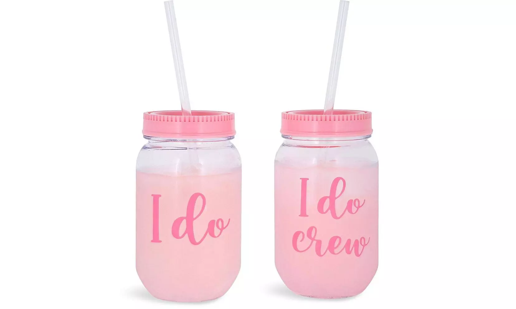 Blue Panda I Do Crew Plastic Mason Jar for Bachelorette Party & Bridal Shower - Primary Image