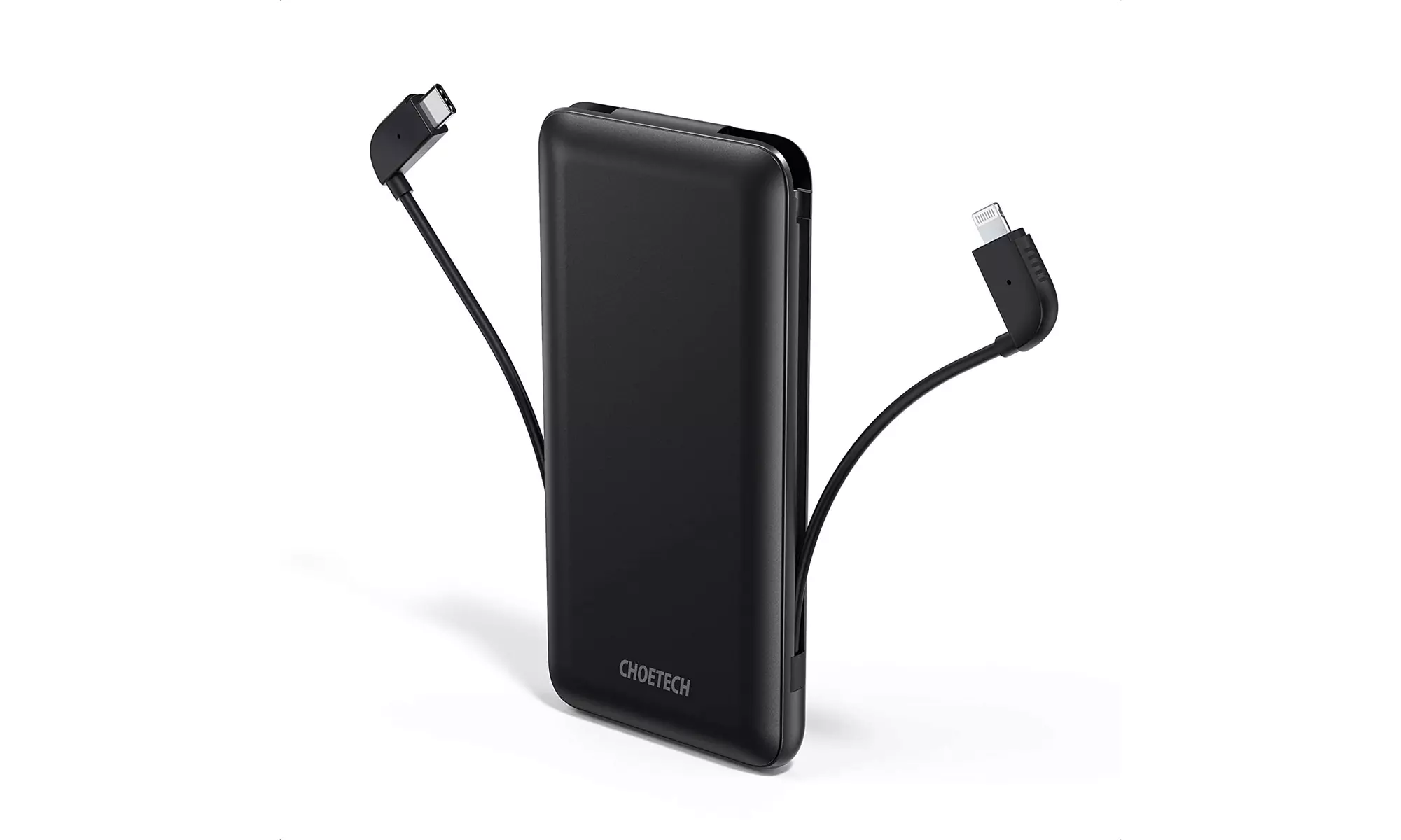 CHOETECH Power Bank with Built-in USB-C and Lightning Cables 10,000 mAh Charger - Primary Image