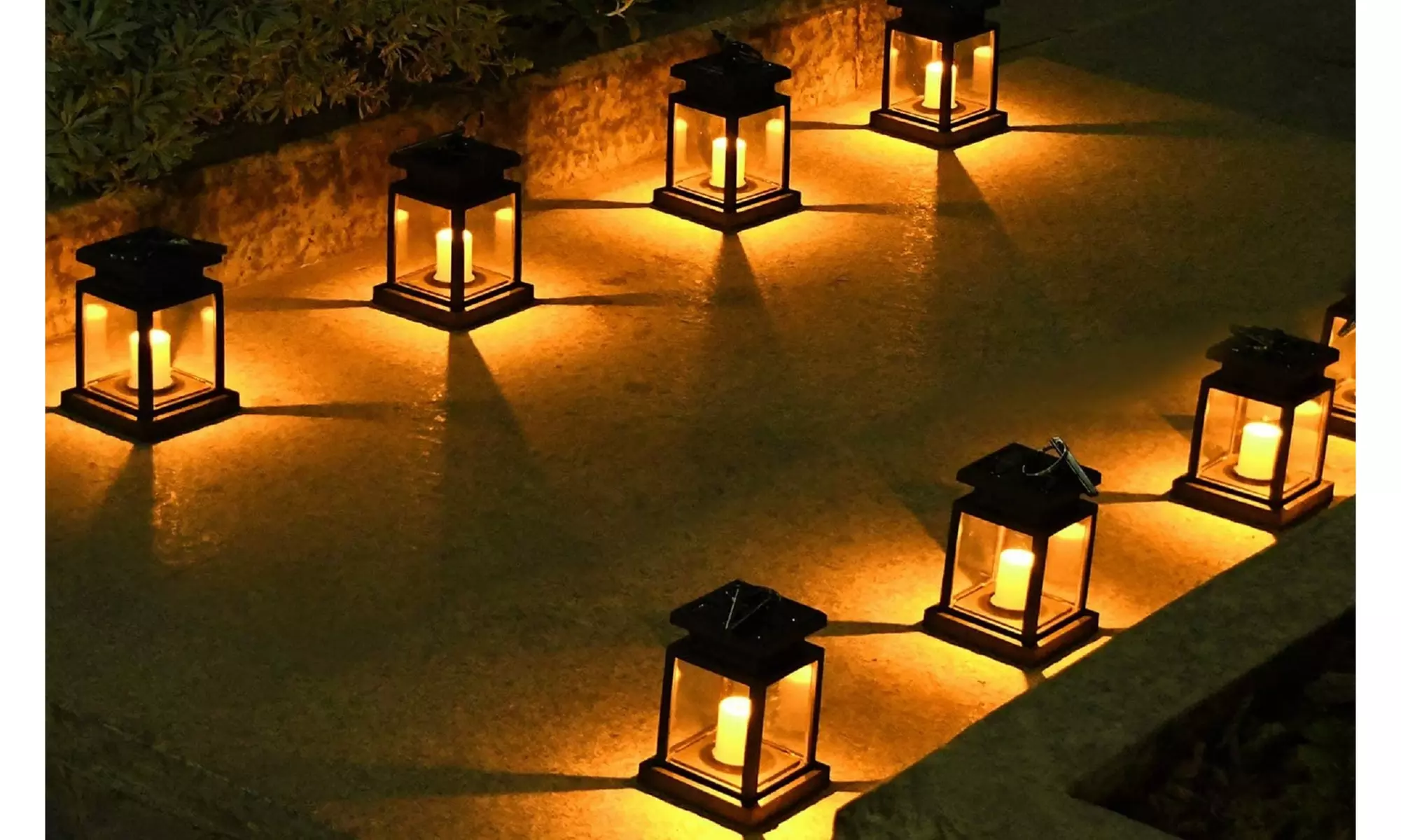 Solar Lights Outdoor Flameless Candles Lantern Waterproof Garden Hanging Lights