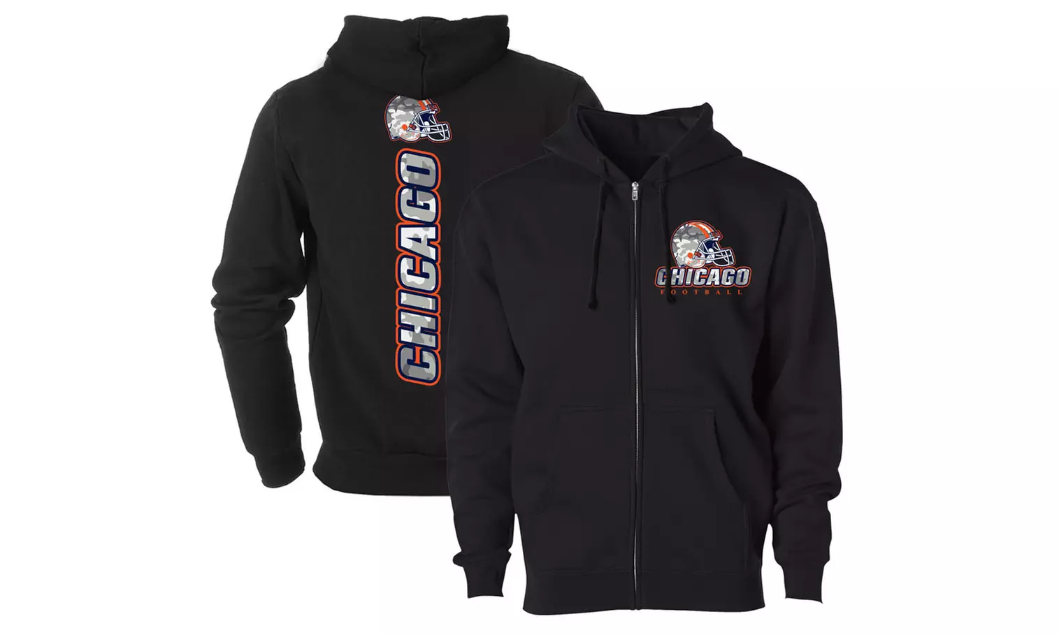 Men Army Camo Football Zip Up Hoodie (S-2XL)