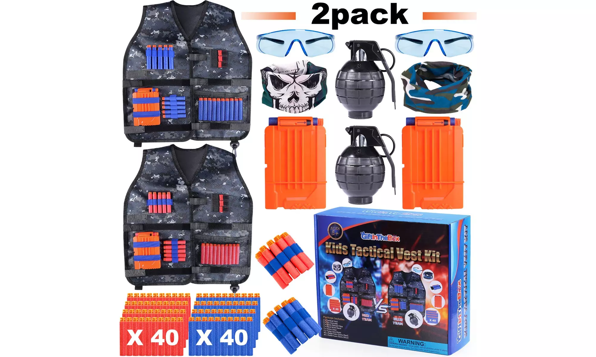 2 Pack Adjustable Kids Tactical Jacket Vest Kit for Nerf Guns N-Strike - Primary Image