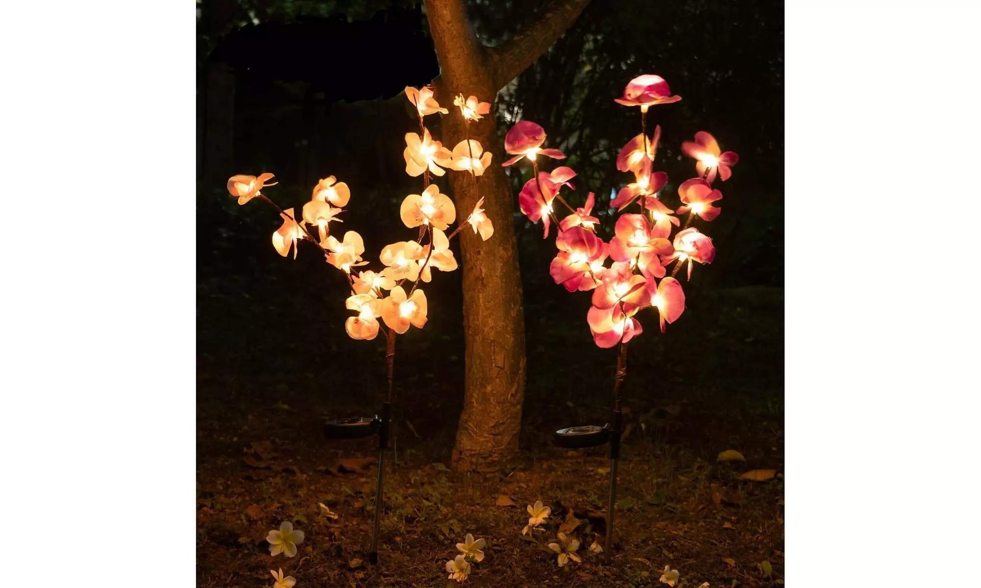 2 PCS Solar Garden Lights Outdoor Decorative Orchids Flower Light for Patio Yard - Second Medium