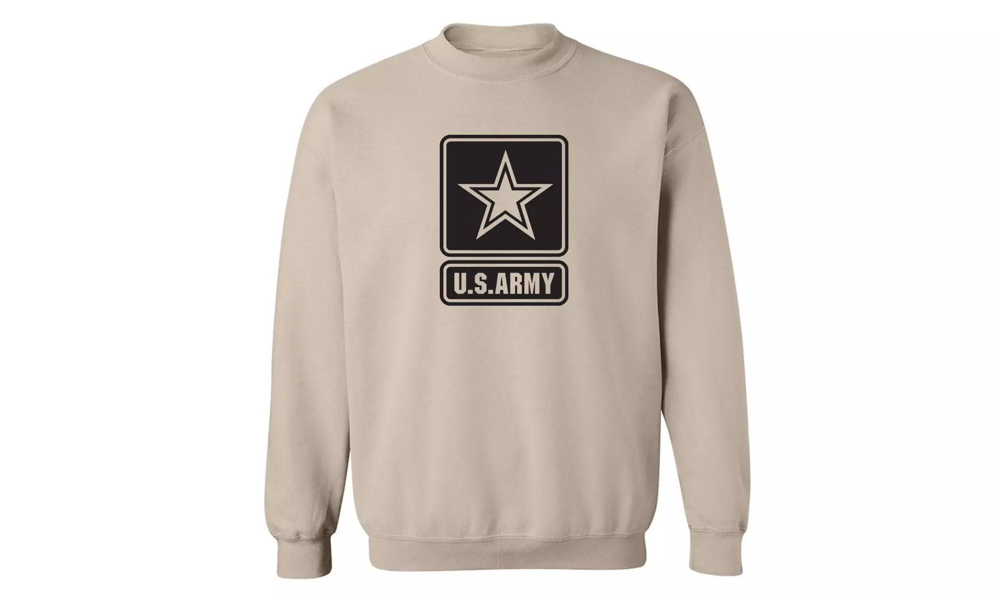 US Army Star Modern Logo Military Style Crewneck Sweatshirt in Sand - Primary Image