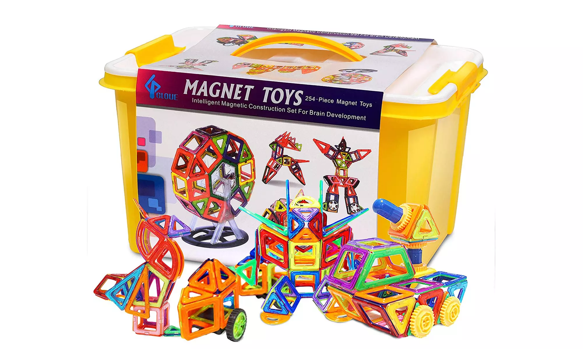 254 PCS Magnetic Building Blocks Magnets Toys 200 Piece Magnetic Stacking Tiles - Second Medium